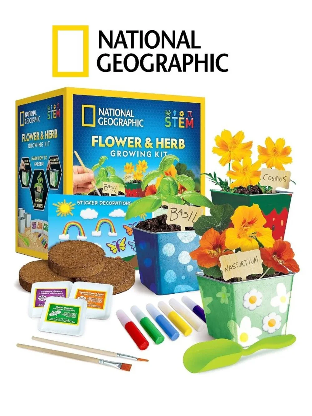 New National Geographic Flower and Herb Gardening Activity Kit for Kids Indoor O
